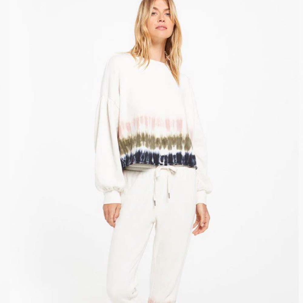 Z SUPPLY *Tempest* tie dye cropped sweatshirt in bone XS athleisure loungewear